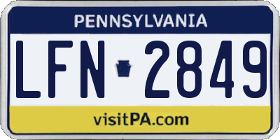 PA license plate LFN2849