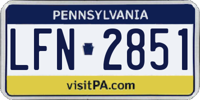 PA license plate LFN2851