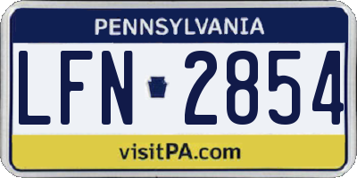 PA license plate LFN2854