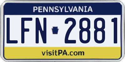 PA license plate LFN2881
