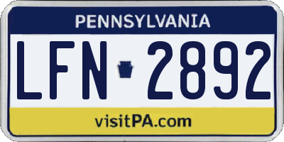 PA license plate LFN2892