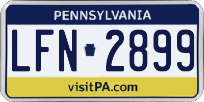 PA license plate LFN2899
