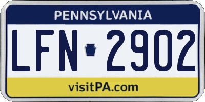 PA license plate LFN2902