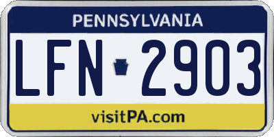 PA license plate LFN2903