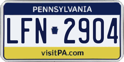 PA license plate LFN2904