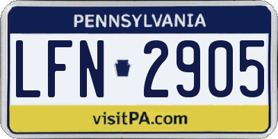 PA license plate LFN2905