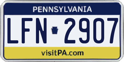 PA license plate LFN2907
