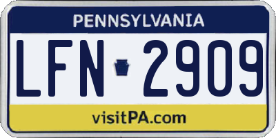 PA license plate LFN2909