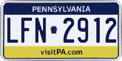 PA license plate LFN2912