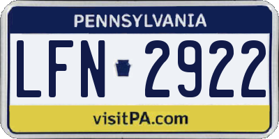PA license plate LFN2922