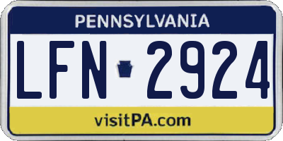 PA license plate LFN2924