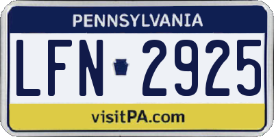 PA license plate LFN2925