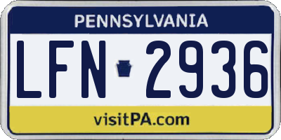 PA license plate LFN2936