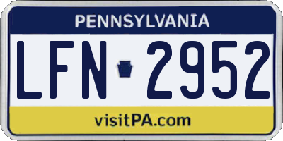 PA license plate LFN2952