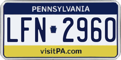 PA license plate LFN2960