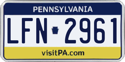 PA license plate LFN2961