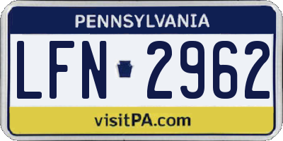 PA license plate LFN2962