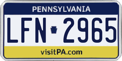 PA license plate LFN2965