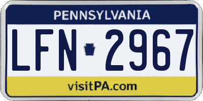 PA license plate LFN2967