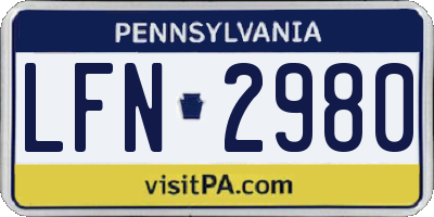 PA license plate LFN2980