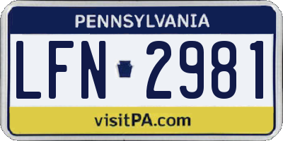 PA license plate LFN2981