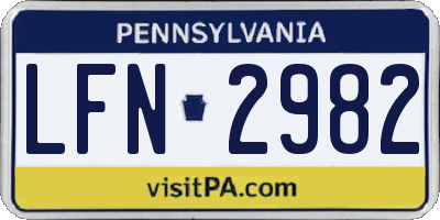 PA license plate LFN2982
