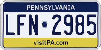 PA license plate LFN2985