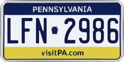 PA license plate LFN2986