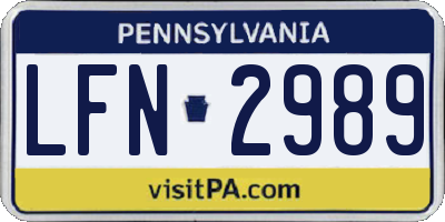 PA license plate LFN2989