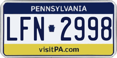 PA license plate LFN2998