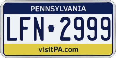 PA license plate LFN2999