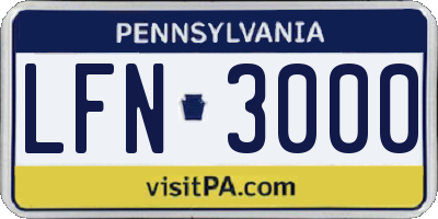 PA license plate LFN3000