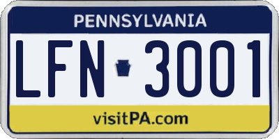 PA license plate LFN3001
