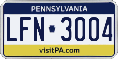 PA license plate LFN3004