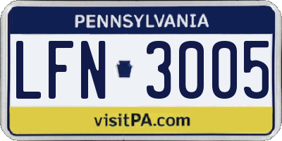 PA license plate LFN3005
