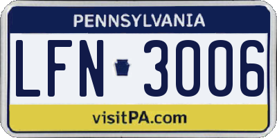 PA license plate LFN3006