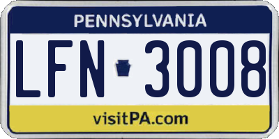 PA license plate LFN3008