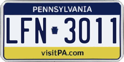 PA license plate LFN3011