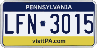 PA license plate LFN3015