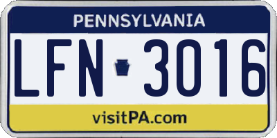 PA license plate LFN3016