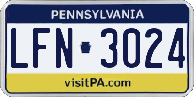PA license plate LFN3024