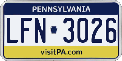 PA license plate LFN3026