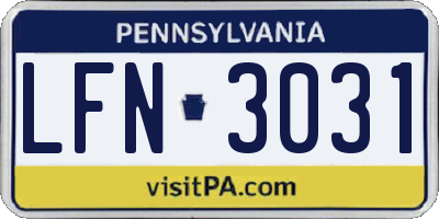 PA license plate LFN3031