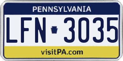 PA license plate LFN3035