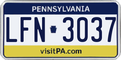 PA license plate LFN3037