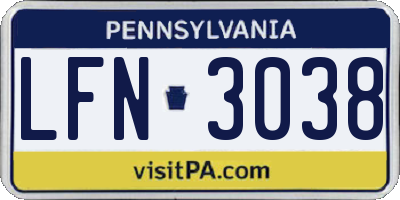 PA license plate LFN3038