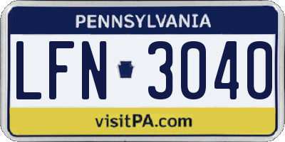 PA license plate LFN3040