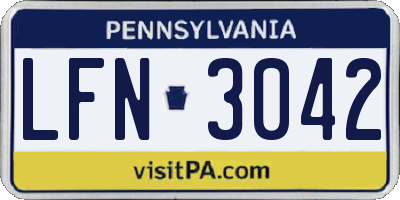 PA license plate LFN3042