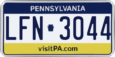PA license plate LFN3044