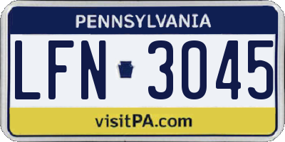 PA license plate LFN3045